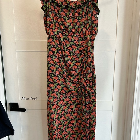 Elliatt Floral Ruched Midi A Line Dress M - Picture 4 of 7